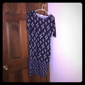 Blue and Cream LuLaRoe Julia Dress